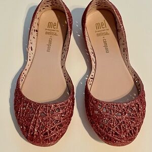 NEW Mel Dreamed by Melissa Campana Glitter Zig Zag Flats Girls Size 13 Pink